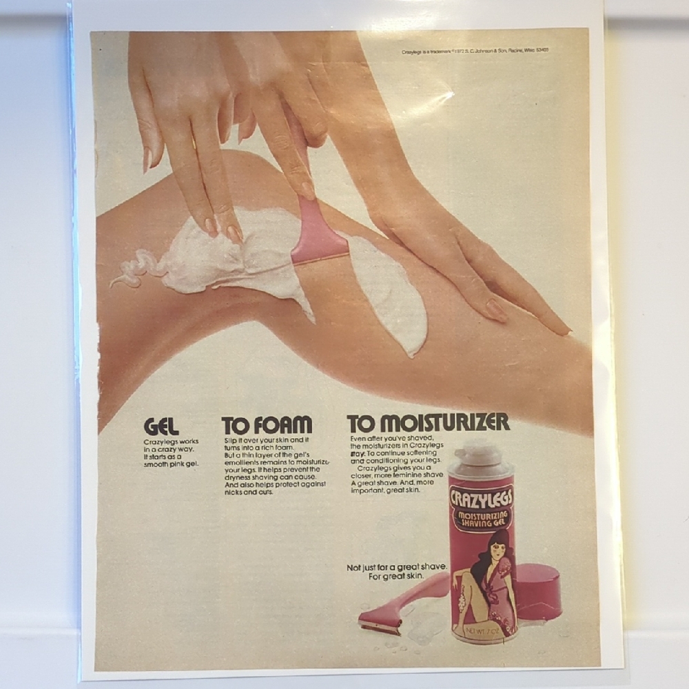 Vintage 1972 Seventeen Ad: Crazy Legs Shave Gel, Retro Magazine Advertisement